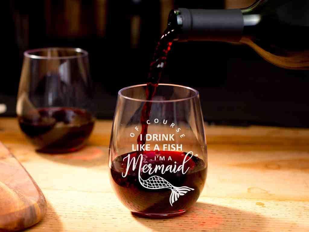 Stemless Wine Glass for Mermaid Gifts - Made of Unbreakable Tritan Plastic - 16 ounces