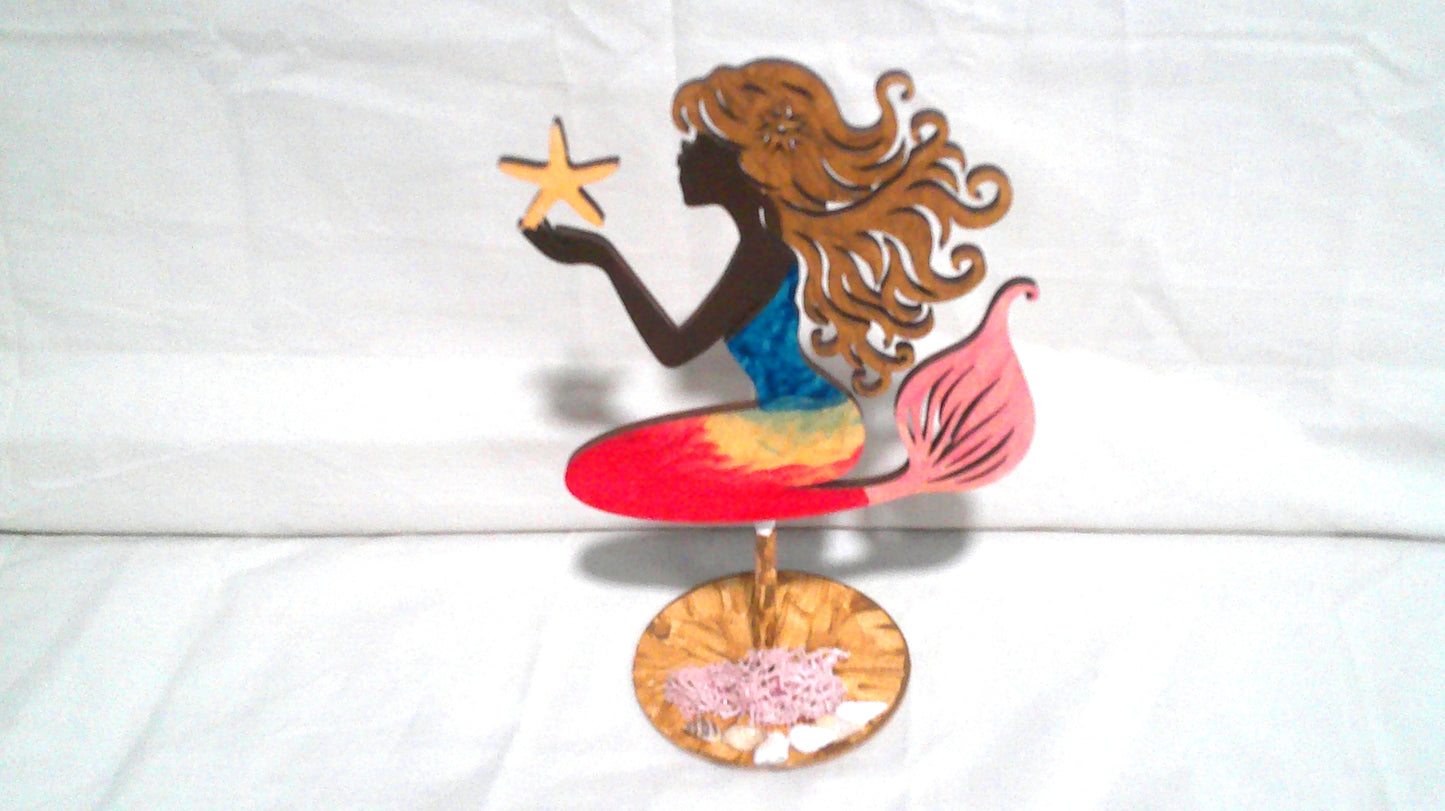 mermaid with star fish table display