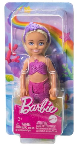 Barbie Dreamtopia Chelsea Mermaid Small Doll with Removable Hair Accessory, Wavy Blonde or Blue Hair & Ombre Tail, Bends at Waist
