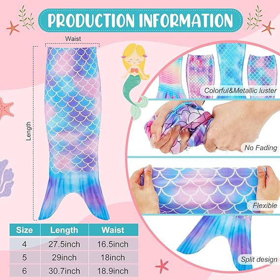 Mermaid Tails for Girls Dress up - Size 5