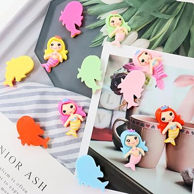 Cute Mermaid Flatback Resin Charms - 6 pieces
