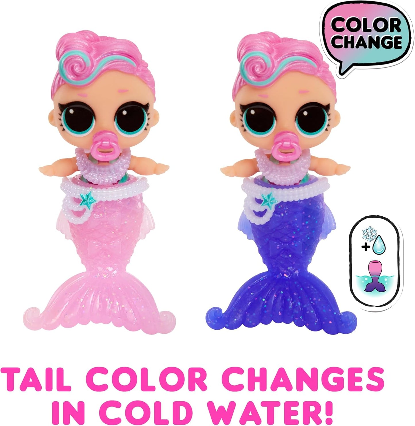 LOL Surprise Mermaid Baby sister with color change tail