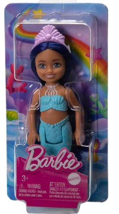 Barbie Dreamtopia Chelsea Mermaid Small Doll with Removable Hair Accessory, Wavy Blonde or Blue Hair & Ombre Tail, Bends at Waist