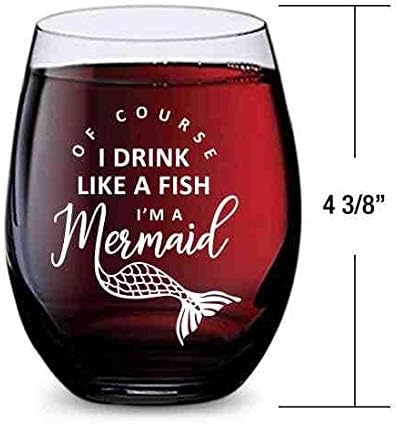 Stemless Wine Glass for Mermaid Gifts - Made of Unbreakable Tritan Plastic - 16 ounces