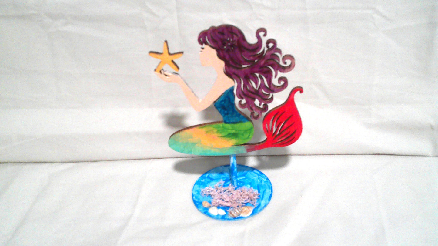 mermaid with star fish table display