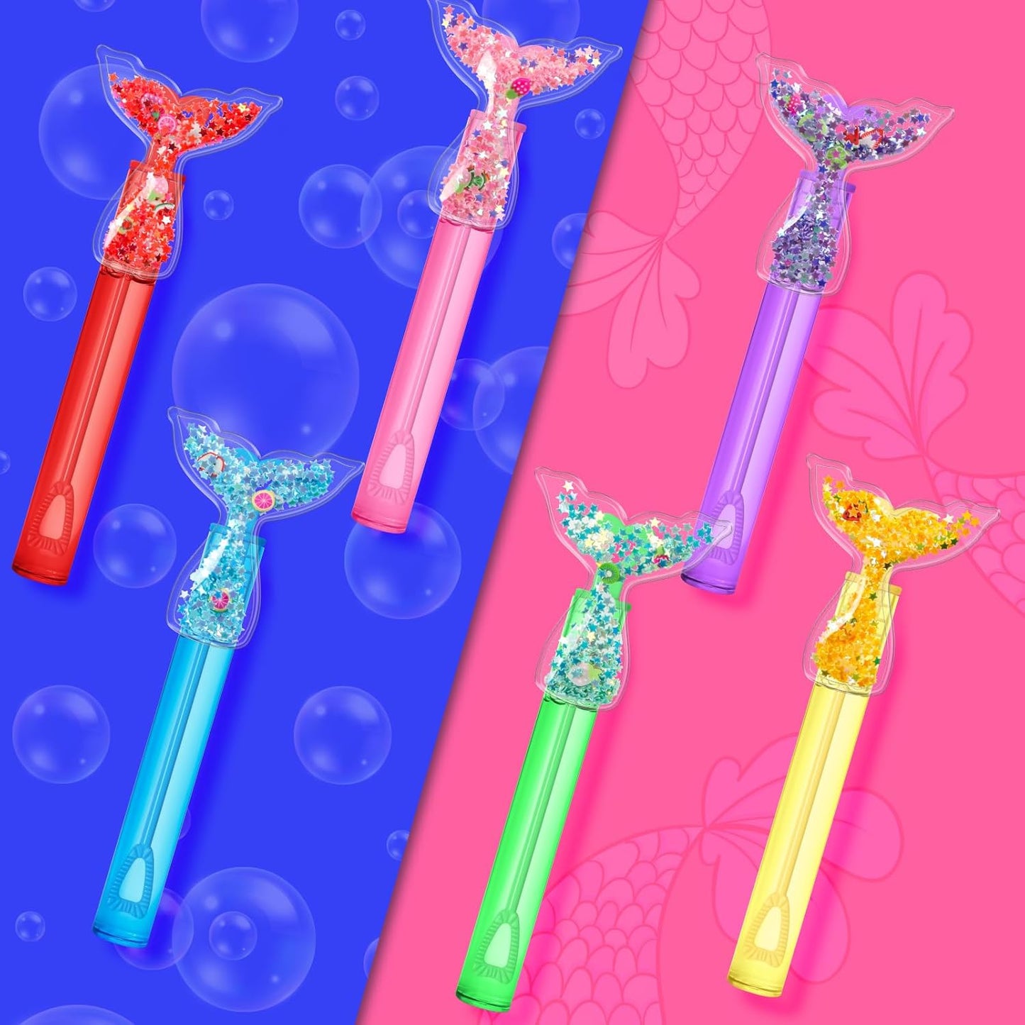Glitter Mermaid Bubble Wands for Kids
